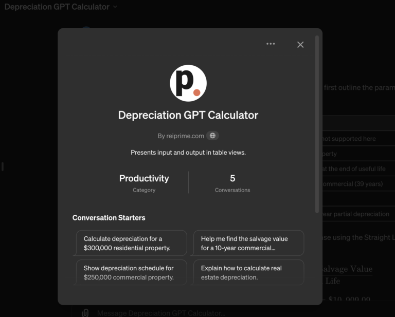 Screenshot 2024 03 12 at 13.27.57%402x Discover the #1 GPT Real Estate Depreciation Calculator